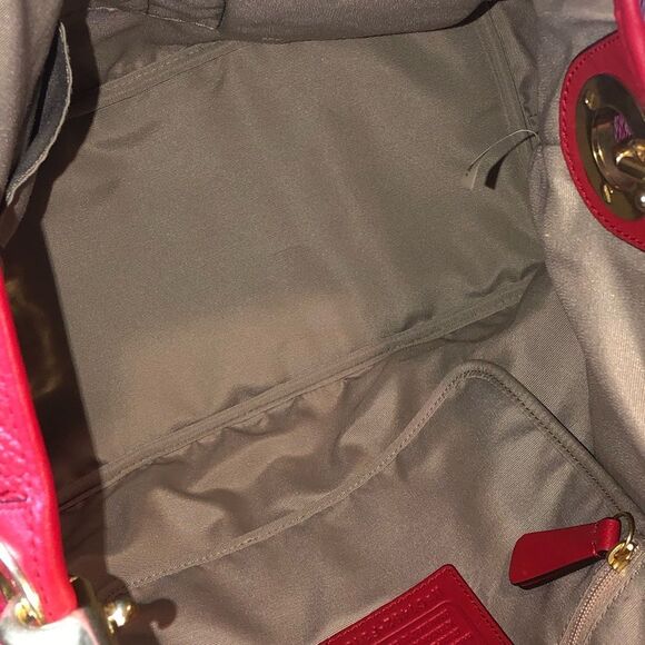 COACH Hadley Luxe Red Tumbled Leather Oversized Shoulder Bag Carry On Tote - Picture 7 of 17